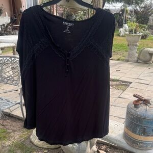 Torrid Black Lace Trim Blouse